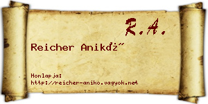 Reicher Anikó névjegykártya