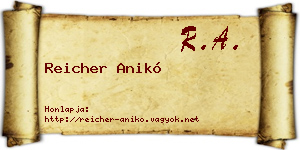 Reicher Anikó névjegykártya